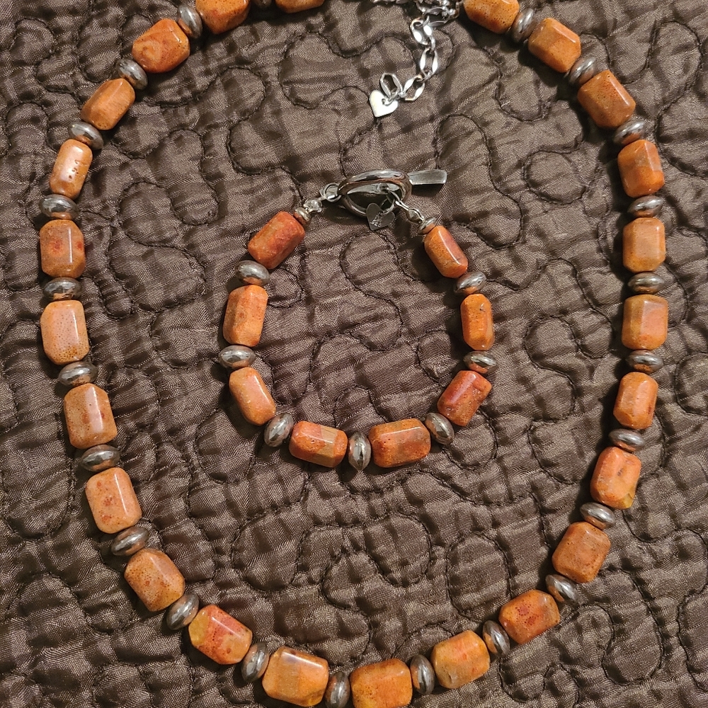 Coral Necklace and Bracelet